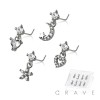 8PCS OF ASSORTED CZ DANGLE 316L SURGICAL STEEL L-SHAPE NOSE STUD BOX